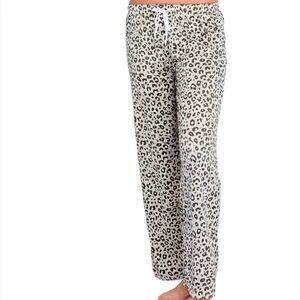 Leopard Print Women's Pajama Pants - Cream and Black
